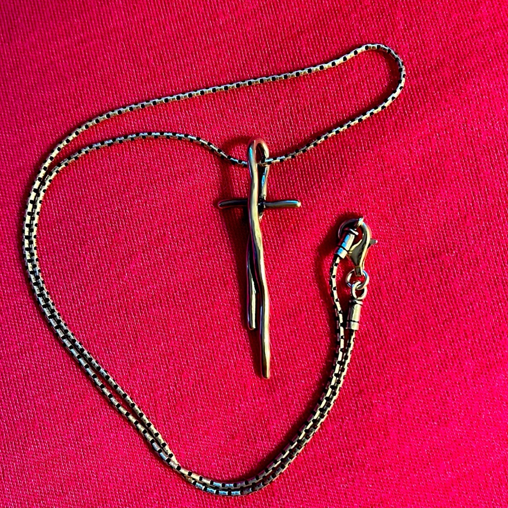 Silpada sterling Twisted Twig cross pendant with chain